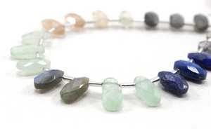 19 Piezas de Piedras Preciosas Naturales Multicolores, Forma Ovalada Facetada, 6x12mm, Perforadas en la Parte Superior, para Fabricación de Joyería Artesanal, Certificadas, para Colgantes y Dijes - Product Image 3