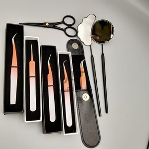 Pinzas de Extensión de Pestañas Doble Color Ombre 5 Piezas Con Asas de Espejo Y Tijeras Fabricadas En Acero Inoxidable Sostenible - Product Image 3