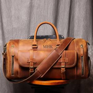 Personalized <b>Mens</b> Travel <b>Bag</b>, Full Grain Leather Duffel <b>Bag</b>, Monogrammed Duffle <b>Bag</b>, <b>Weekend</b> Luggage <b>Bag</b>,Unique Christmas Gifts, - Product Image 1