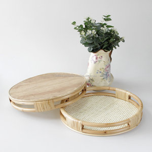 New Design Rattan Tray Set 2 Woven With <b>Bamboo</b> Decor Home Wholesale - Product Image 6