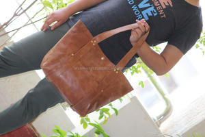 Sac à main rétro en cuir naturel pour femmes, fourre-tout élégant, imitation Grain - Product Image 2