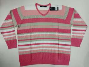 เสื้อผ้าคุณภาพสูง ค้างสต็อก แบรนด์ดัง เสื้อสเวตเตอร์คอวี แคชเมียร์ ลายทาง แขนยาว สำหรับผู้หญิง - Product Image 6