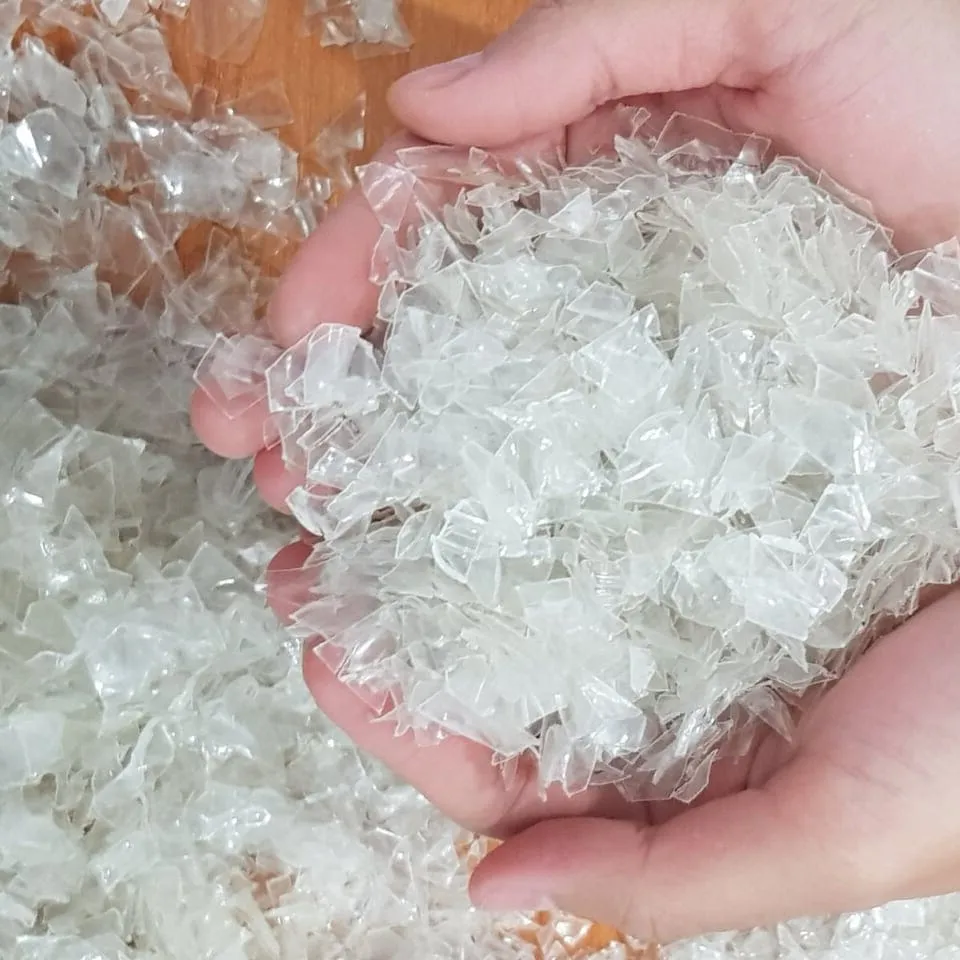 Tayland yüksek kaliteli geri dönüşümlü plastik net Pet gevreği hurda şeffaf Pet sıcak yıkanmış