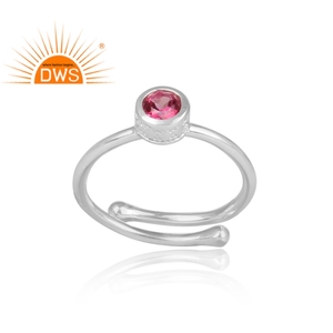 <b>Indian</b> Handmade 925 Sterling Silver Bezel Setting Round Pink Topaz Gemstone Wedding Trendy <b>Ring</b> - Product Image 2