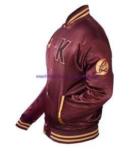 2021 chaquetas de bombardero de béisbol de satén personalizadas para hombres diseño de cuello levantado para ropa de invierno - Product Image 3