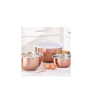 Cuencos de mezcla de cobre, Juego de 3 tazones de acero inoxidable con producto hecho a mano y 4 piezas con venta - Product Image 4