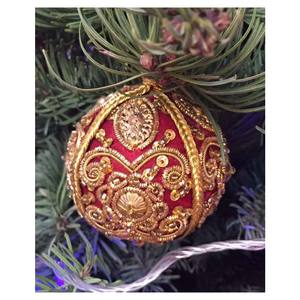 Zari Embroidery Christmas Hanging Tree Ornament - Product Image 1