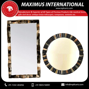 Popular Inlay Horn <b>Mirror</b> Frame <b>Wall</b> <b>Mirror</b> Decor Handmade Natural Horn <b>Mirror</b> <b>for</b> Vanity Washroom Bathroom Entryway Living Room - Product Image 3