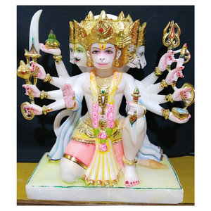 Statue de dieu en marbre Panchmukhi hanji, Position assise, nouveauté - Product Image 1