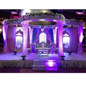 Mandap de diamante blanco moderno para boda, pilares de cristal de alta calidad, Mandap de boda, conjunto de Mandap de columna de cristal de boda hindú - Product Image 1