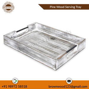 Juego de bandejas para servir de madera de pino rectangulares de madera hechas a mano, bandeja para servir comida, uso de fiesta y bandejas de decoración, suministro para hoteles y restaurantes - Product Image 3