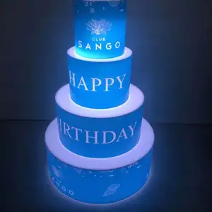 Logotipo personalizado noche club Lounge fiesta VIP Feliz cumpleaños personalizado envuelto LED pastel de presentador