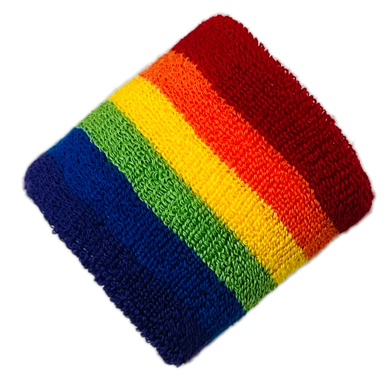 Novo Rainbow Terry Sports Bulk Cotton Sweatband Pulseira com logotipo personalizado