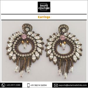 ต่างหูห้อยระย้ารูปตัวกลมปักลายทำมือพร้อมพู่,ต่างหูสำหรับผู้หญิงงานปาร์ตี้ยาว8ซม. ดูคลาสสิก - Product Image 6