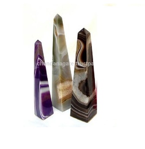 เสาหินโอเบลิสก์จุดหินอัญมณีคริสตัลแบบหลายชั้นหินอาเกต - Product Image 3