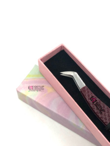 แหนบต่อขนตาสำหรับติดเพชรอุปกรณ์เสริมความงามแบบรัสเซียเคลือบผงไวน์อุปกรณ์เสริมความงามแบบมืออาชีพ - Product Image 3