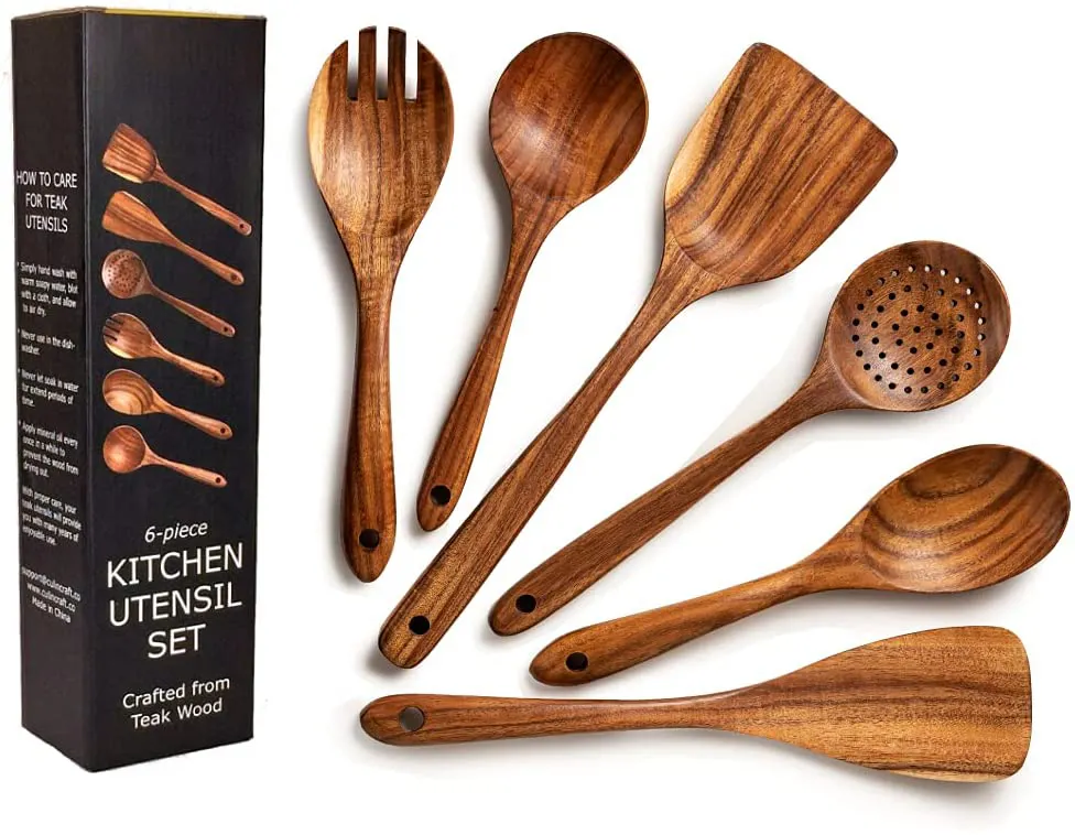 Wooden Cooking Utensil Set Non-stick Pan Kitchen Tool Wooden Cooking Spoons and Spatulas Wooden Spoons for cooking salad fork