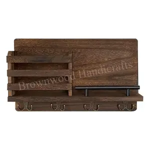 Toonaangevende Leverancier Van Beste Kwaliteit Mango Hout Brief Rack Home Office & Hotel Gebruiken Houten Muur Mount Tafelblad Plank Organizer Plank