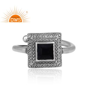 Bague en pierre d'onyx noire naturelle, argent sterling 925, vente en gros, style Vintage, fournisseur de bijoux - Product Image 2