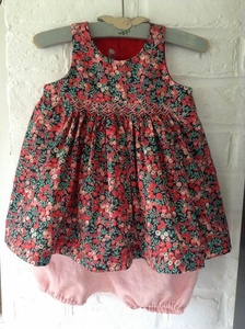 Vestido hecho a mano para bebé, bonito vestido ahumado con bordado en el cuello, 2023 - Product Image 2