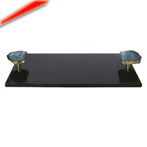 Top Selling Latest Design <b>Black</b> Marble Tray with Metal Handle Serving Tray - Product Image 2