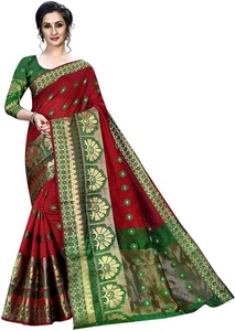 Ropa Étnica para mujer, ropa de fiesta de seda banarasi, saree de boda con blusa - Product Image 4