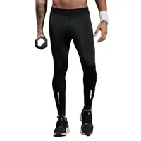 Pantaloni da Bodybuilding personalizzati da uomo in poliestere nero con Leggings da palestra neri da uomo