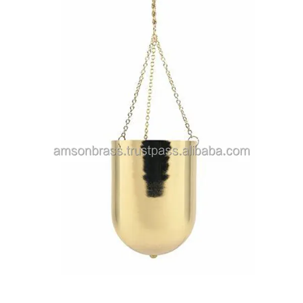 Hanging Planter Metal Brass Chain Hanging Flower Pot & Planter Home Balcony Decoration Balcony Pots & Planter