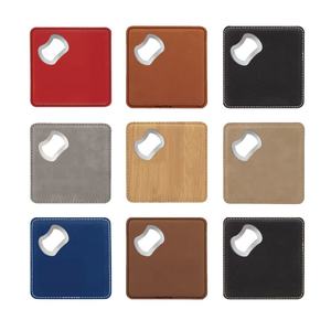 Dessous de verres en cuir personnalisés à empreintes, avec ouvre-bouteille, pièces - Product Image 4