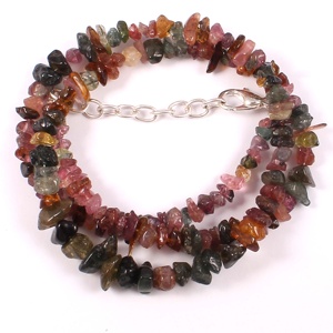 Precio al por mayor Collar con candado de plata/Pulsera Turmalina Forma de chip crudo Cuentas de piedra tallada en múltiples piedras preciosas sin cortar - Product Image 1