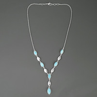 Pur solide 925 argent Sterling marquise forme Larimar pierres précieuses Lariat collier en gros léger bijoux fins pour les femmes