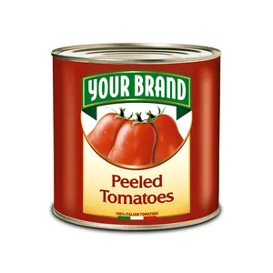 Top Quality 100% Italian Peeled tomatoes in cans perzonalized with your brand 6x2,5 Kg No added salt For Export