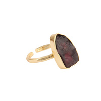 Bague de guérison en laiton plaqué or, pierre précieuse fine, cristal brut, fait à la main, bijoux rouges, pierre de naissance