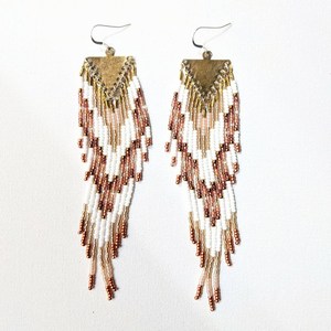 Beaded Earrings - Native Earrings - Fringe Earrings - Bohemian Earrings - Hippie Earrings - Ethnic Earrings - Gift for <b>Wife</b> or d - Product Image 1