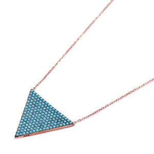 สร้อยคอรูปสามเหลี่ยมหินเทอร์ควอยซ์ขายส่งเครื่องประดับแฟชั่นเงินแท้ 925 ทำด้วยมือ - Product Image 2