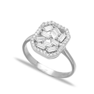 Geometric Shape Zircon Baguette Turkish <b>Rings</b> Wholesale Handmade 925 Sterling Silver Jewelry - Product Image 1