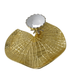 Expert-Plato de inmersión de loto de metal dorado fundido a mano, bandeja de postre de aluminio, cuenco, vajilla hecha a mano para regalar, artesanías de metal - Product Image 1