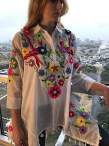 Túnica bordada Floral Multicolor para mujer, vestido de diseñador étnico Vintage - Product Image 4