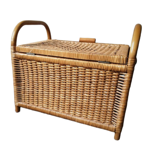 Boîte de rangement en rotin rectangulaire, boîte de rangement Vintage, boîte de rangement faite à la main - Product Image 3