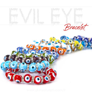 Multi Color Lampwork 10 mm Evil Eye Amulet <b>Beaded</b> <b>Bracelet</b> - Product Image 2