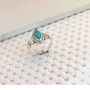 แหวนพลอยเทอร์ควอยส์ทำมือเป็นเอกลักษณ์100% 925สเตอร์ลิงเงินสไตล์คลาสสิกดีไซน์สวยงามสำหรับงานแต่งงาน - Product Image 5