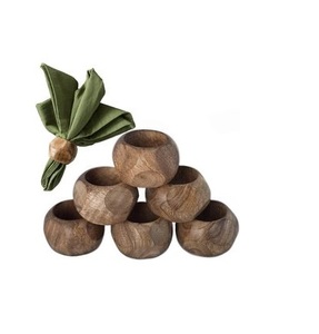 Anneaux de serviette en bois pour votre Table artisanat ensemble en bois avec anneaux de serviette décoratifs non polis à vendre - Product Image 6