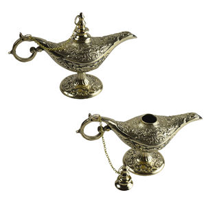 Porte-Encens Design Lampe Génie Doré Brûleur d'Encens et Diffuseur d'Aromathérapie en Métal Laiton Poli - Product Image 4