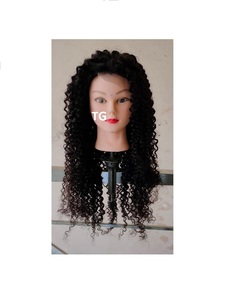 Perruque en cheveux humains bouclés profonds avec traitement vapeur, noir naturel, 20 pouces, avec closure 4x4, à prix de gros, fournisseur de cheveux indiens - Product Image 1