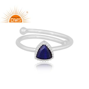 Anillo de Plata de Ley 925 con Lapislázuli Natural, Diseño Triangular, para Mujer, Fabricante de Joyería, Superventas 2026 - Product Image 2