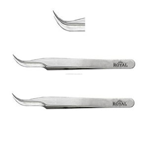 Pince à épiler d'extension de cils incurvée couleur argent nouvelle pince à épiler ronde à pointe fine pince à cils 3D 13 CM de Long - Product Image 1