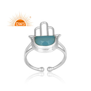 Hamas แหวนเงินแท้ดีไซน์จากธรรมชาติ,แหวนพลอยโมราสีฟ้าผู้จัดจำหน่ายเครื่องประดับ - Product Image 2