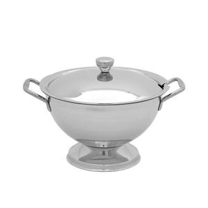 Bol de service classique en acier inoxydable argenté artisanal, écologique, compatible lave-vaisselle, avec couvercle, soupière - Product Image 2