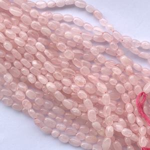 Cuentas ovaladas de Cuarzo Rosa, piedra semipreciosa Natural de 6mm y 8mm, lisa, fabricante de piedras preciosas, compra en línea - Product Image 3