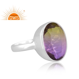 Vente chaude Argent fin Naturel Bio Paon Doublet Quartz Gemstone Bague Empilable Fabricant de bijoux - Product Image 3